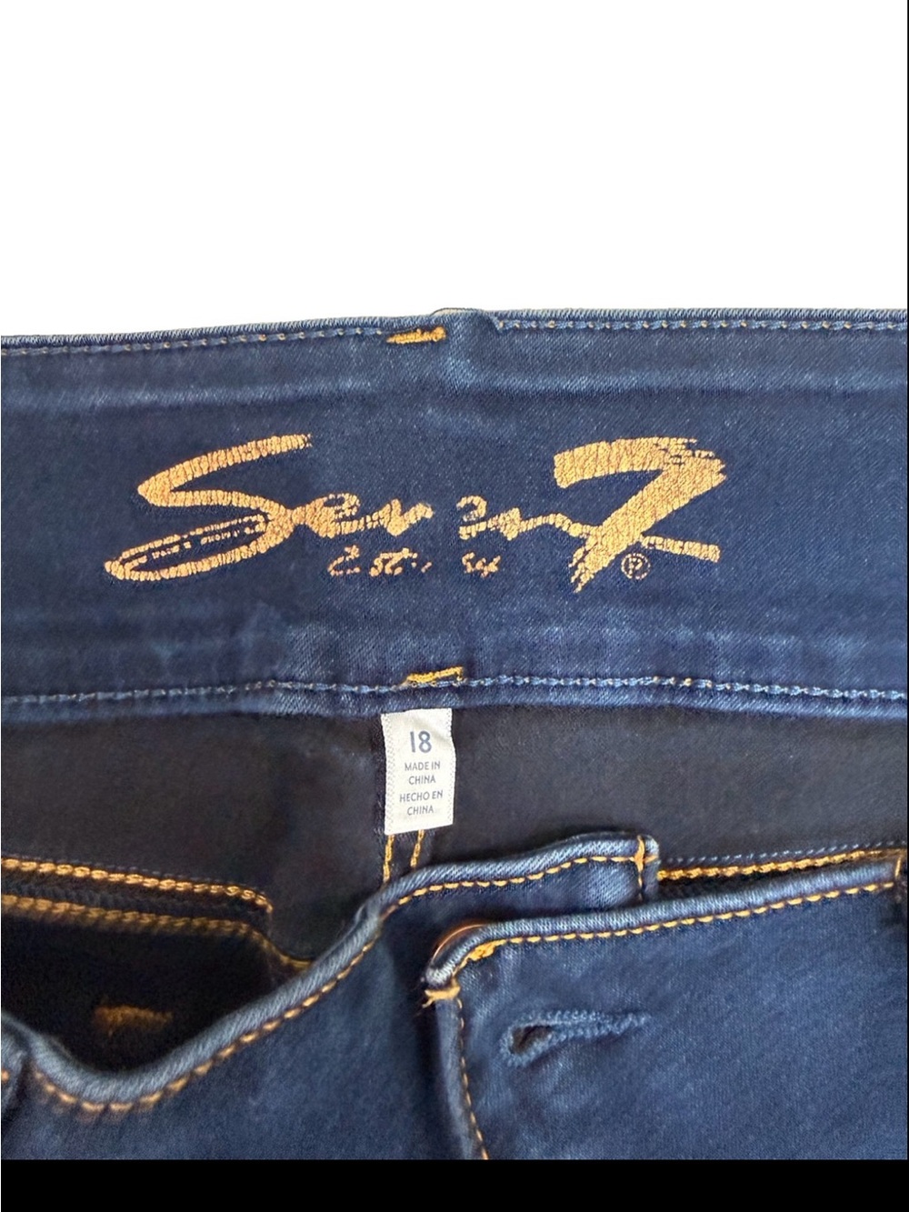 Women’s High-Rise Dark Blue Stretch Jeans - Picture 2 of 4